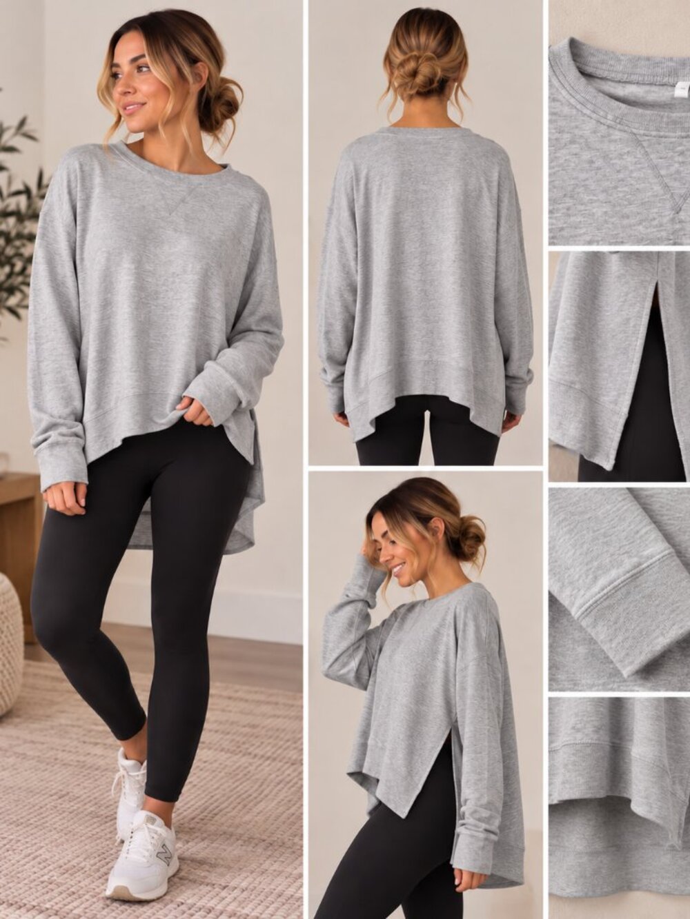 Z Supply Women’s Light Heather Gray Oversized Pullover Sweatshirt
